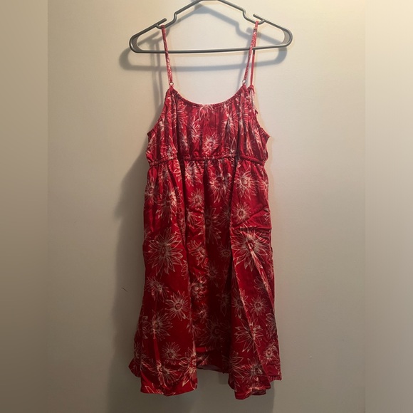 Rewind Juniors Tie Front Fit & Flare Dress, Women's SZ XXL, Red Hawaii - Picture 4 of 7